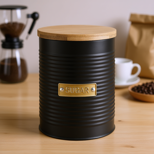 Otto Coffee <b>Storage</b> <b>Container</b> Black With Wooden Lid 1.5L For Coffee Beans - Product Image 3