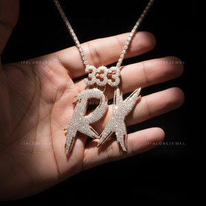 Pendentif lettre RX 333 en moissanite et perle d'eau douce sertie en canal, breloque alphabet en argent sterling 925 plaqué or, initiale pour fête - Product Image 4