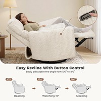 Fauteuil inclinable électrique pivotant et à bascule pour chambre d'enfant avec ports USB Type-C, veilleuse, peluche douce, 2 oreillers, bois, alliage d'acier