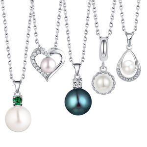 תכשיטי פנינים מינימליסטיים 925 כסף יוקרה תליון פניני מים מתוקים נשים שחור שרשרת פניני מים מתוקים - Product Image 6