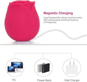 Per USB Wiederaufladbarer Rosen-Dildo für Frauen, Waschbar und Wasserdicht mit 10 Saugstufen, Sexspielzeug in Rosenform - Product Image 3