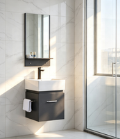 Meubles-lavabos muraux noirs pour salle de bain, petits meubles-lavabos d'hôtel avec vasque