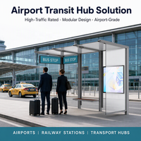 Abri d'arrêt de bus intelligent avec éclairage LED solaire, modulaire, résistant aux intempéries, en acier galvanisé, arrêt de transport, OEM ODM personnalisé