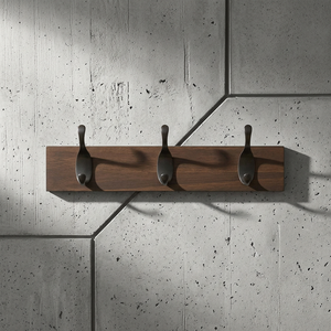 Ak Brass Wood and three Steel <b>Hooks</b> <b>Black</b> Powder Coated Finished Wall <b>Hooks</b> Coat <b>Hooks</b> - Product Image 3
