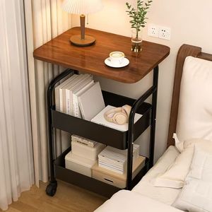 Storage Cart 3 Tier Movable <b>Table</b> <b>With</b> <b>Wheels</b> For Living Room Bedroom Kitchen Multifunctional <b>Side</b> <b>Table</b> - Product Image 2