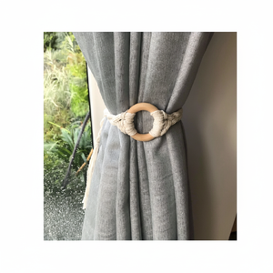 Factory Wholesale Newest <b>Wooden</b> <b>Curtain</b> Tieback With Cotton Rope Design Popular Home Furniture Decorative - Product Image 1