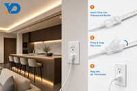 AC 110V 120V US 2-Pin-Stecker Stromkabel mit Transparentem Lötfreiem Verbindungsstück für 8mm 10mm Flexible LED-Streifenlichtleiste