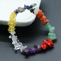 Bracelet de cristaux de guérison de gravier coloré irrégulier naturel 7 Chakra bijoux de mode pour l'artisanat de cristal de cadeau