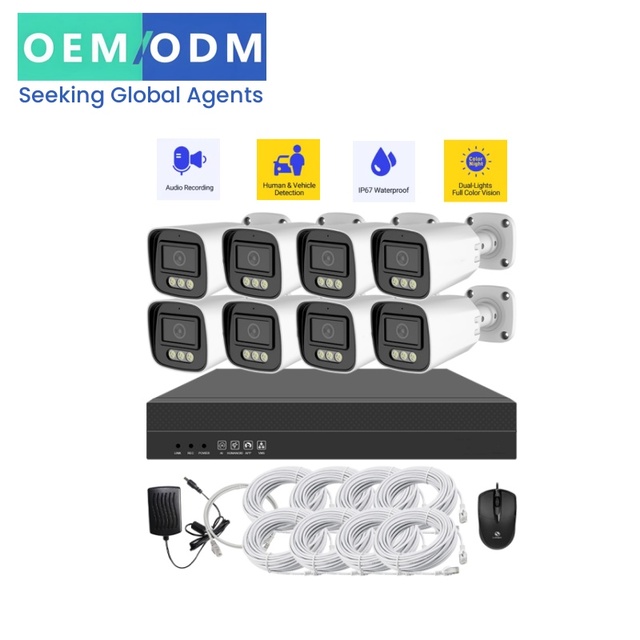 4K 8MP 8CH POE NVR Kit IP Camera Two Way Audio Waterproof Night Vision Outdoor CCTV Security Video Camera System