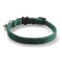 Collier classique pour chat et chien, style macaron, couleur unie, avec clochette, bordure en velours, écologique