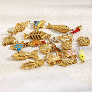 Ciondoli Fashion Dreamshow per Creazione di Gioielli Pendenti a Forma di Animale Marino Ciondoli Smaltati Placcati in Oro in Acciaio Inossidabile Accessori per Gioielleria - Product Image 3