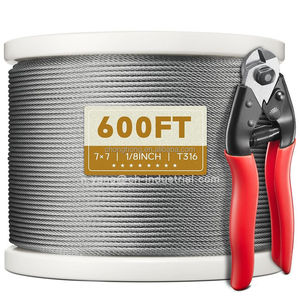 Câble en <span class=keywords><strong>acier</strong></span> inoxydable T316 de haute qualité, 600 pieds, câble d'avion de 1/8 pouce, 7 x 7 brins, câble de construction avec coupe-câble - Product Image 6