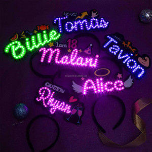عصابة رأس مضيئة من قماش غير منسوج بتصميم أنيق، مشبك شعر مضيء للحفلات الموسيقية وفرق التشجيع، إكسسوار شعر LED للحفلات - Product Image 3