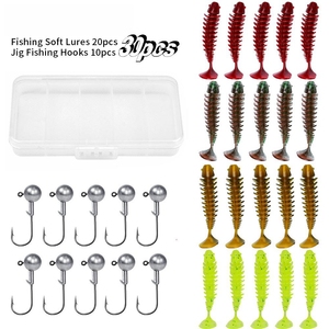 Venta al por mayor 30 piezas por caja 34G Señuelos de Pesca suaves conjunto cangrejo fantasma Camarón cola de buey gusano flor cola gusano - Product Image 2