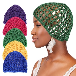 20 couleurs, filet de sommeil en polyester ajouré au crochet, portable, pour femmes, couvre-cheveux - Product Image 1