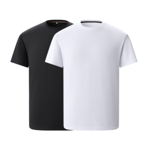 Camiseta de Algodón Lisa para Hombre, Cuello Redondo, Manga Corta, Corte Regular, Color Sólido, Ropa Casual, Blanca y Negra - Product Image 1