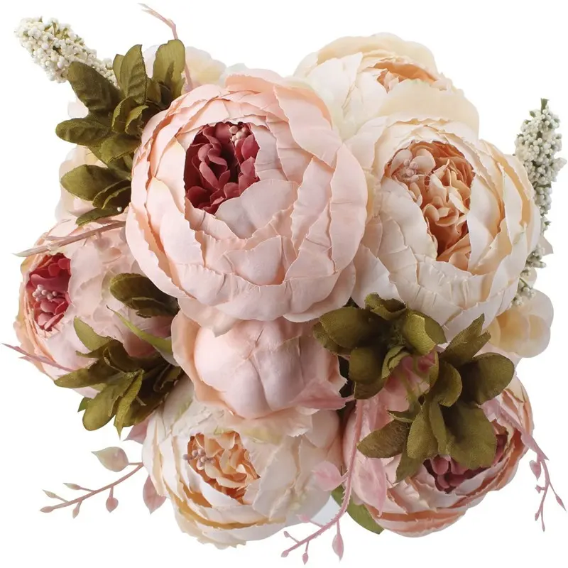Atacado de flores artificiais peônia rosa, atacado, buquê de casamento para decoração de casa