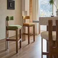 Tabouret de bar haut en bois massif, écologique et confortable, style mid-century modern, pour villa, salon, salle à manger, couleur personnalisable