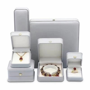 Wholesale custom logo elegant leather packaging <b>box</b> ring <b>earring</b> pendant chain colier set jewelry storage <b>box</b> - Product Image 4