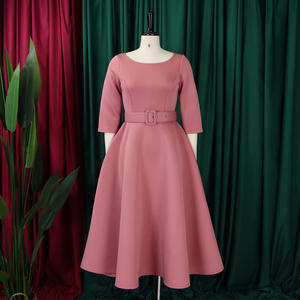 2025 moda de talla grande ropa de <span class=keywords><strong>mujer</strong></span> señora elegante Casual de lujo cuello redondo <span class=keywords><strong>vestidos</strong></span> de manga media - Product Image 3