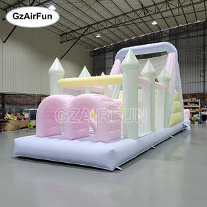 Parcours d'obstacles gonflable <span class=keywords><strong>de</strong></span> qualité commerciale couleur macaron avec toboggan, château gonflable en PVC pour enfants pour mariages, anniversaires et événements - Product Image 2