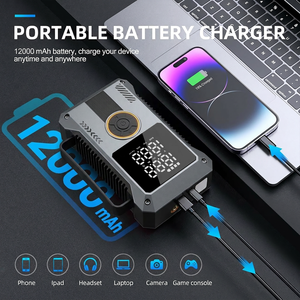 Démarreur portable 6 en 1, 1500A de pointe, booster de batterie de voiture, batterie externe, compresseur d'air 160 PSI, gonfleur de pneus, lumière LED - Product Image 6