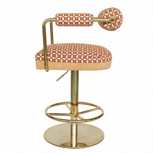 Tabouret pivotant élégant bleu roi tressé avec coussin épais, dossier en forme de baril, colonne <span class=keywords><strong>métallique</strong></span>, base en fer, repose-pieds annulaire, idéal pour club de plage - Product Image 6