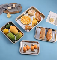 Plateau rectangulaire carré en acier inoxydable 304/201/410 écologique moderne pour barbecue, salle à manger et dîner à la vapeur
