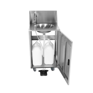 Fregadero Portátil de Acero Inoxidable con Agua Fría y Caliente, Pedal y Tanque de Agua para Uso Comercial en Exteriores - Product Image 3