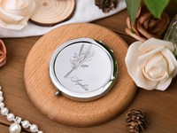 Cermin Saku Logam Logo Kustom Hadiah Promosi Cermin Mini Rias untuk Pengiring Pengantin Hadiah Tamu Pernikahan