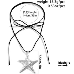 Collier en argent avec pendentif élégant en forme d'étoile de mer et nœud papillon, thème océan, pour femme, bijoux tendance, cadeau, en vente, exportateur indien - Product Image 2