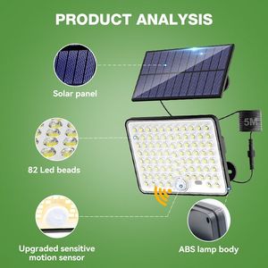Cảm biến chuyển động năng lượng mặt trời vườn ánh sáng an ninh lũ Đèn năng lượng mặt trời đèn đường ngoài trời tường đầu duy nhất dẫn năng lượng mặt trời chia tường ánh sáng - Product Image 3