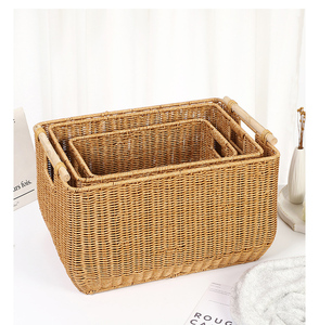 Artigianato eco-friendly domestico organizzato cesti di vimini per l'organizzazione di fanerogame di plastica PP Rattan cesto di stoccaggio Set - Product Image 5
