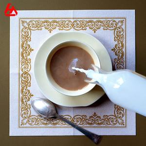 Белые с золотом Цветочные бумажные Коктейльные салфетки Airlaid для свадебного приема - Product Image 3