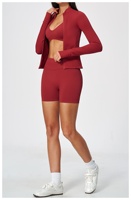 Ensemble de vêtements de sport 3 pièces en spandex/nylon, séchage rapide, respirant, short de yoga taille haute tendance pour les sports de plein air et la remise en forme