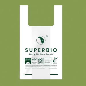 Custom <b>PLA</b> Biodegradable T-shirt Shopping Bags Compostable Grocery Bag With Top Quality - Product Image 6