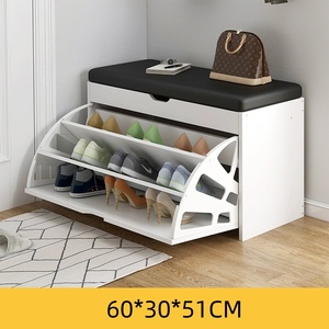 Modern Wood Flip Drawer Shoe Storage Bench Cushioned Entryway Shoe <strong>Cabinet</strong> for Bedroom Living Room or <strong>Hallway</strong> - Product Image 3