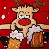 Pulls de Noël pour Hommes Motif de Dessin Animé Jacquard Broderie Pull Merry Drunk 25 Manches Longues Logo Avant pour Automne Hiver