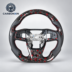 Volant sport personnalisé en cuir perforé et fibre de carbone mate avec affichage LED pour Civic 10ème génération, Accord et Fit - Product Image 1