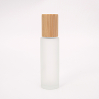 Botol Minyak Esensial Kaca Frosted 10ml Kosong dengan Tutup Bambu