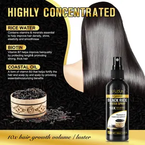 Высококачественные средства для лечения выпадения волос, черные рисовые воды, спрей для роста волос для женщин и мужчин