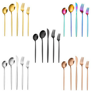 Juego de Cubiertos Desechables de Acero Inoxidable Sostenible de 20 Piezas, Cubiertos Dorados que Incluyen Tenedor y Cuchillo para Bodas y Hoteles - Product Image 5