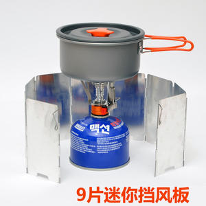 Panel cortavientos para estufa de camping al aire libre, escudo de aluminio plegable de 9 piezas para estufa de gas portátil con bolsa de tela - Product Image 5