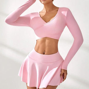 批发定制女式运动健身网球服2件套户外健身网球裙套装 - Product Image 1