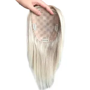 All'ingrosso indiano legato a mano da donna parrucca Mono Base Topper naturale vergine Remy ombre biondi capelli umani lisci toppers