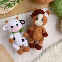 Poupée animale au crochet faite à la main, Amigurumi, cheval tricoté, cochon en peluche, jouet mignon fait main, poupée animale au crochet, cadeau, vente en gros, personnalisé