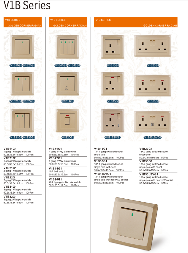 VNX New White Black Gold British Standard 4 Gang 2 Way Modern Light Wall Switches and Sockets Electrical Manufacturer