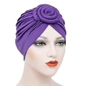 New style milk silk donut turban cap ball cap ladies knotted flower hat India sets of headgear sleeping hat