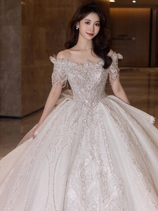 S1344R 2026 Nueva <span class=keywords><strong>novia</strong></span> Cuentas <span class=keywords><strong>de</strong></span> hadas <span class=keywords><strong>de</strong></span> un hombro y diamantes <span class=keywords><strong>de</strong></span> imitación Vestido <span class=keywords><strong>de</strong></span> <span class=keywords><strong>novia</strong></span> caro <span class=keywords><strong>de</strong></span> lujo <span class=keywords><strong>de</strong></span> alta calidad - Product Image 6