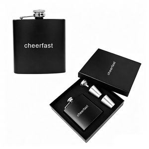 <span class=keywords><strong>Coffret</strong></span> Cadeau Gourde de Poche Noire Cheerfast 6 oz avec Entonnoir et Gourde de Hanche 6 oz en Acier Inoxydable et Pot à Boissons - Product Image 2